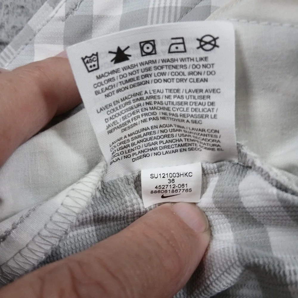 Nike Golf‎ Dri-FIT Shorts Men's 36 Grey White Plaid Gingham Check Performance